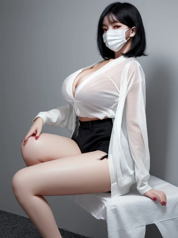 Sheer, thin tank top、Reduce milk、Sheer nipples、pantyhose/stockings、Sheer, thin underwear、Accentuate your butt、Leaning forward、Forest、Dark blue hair、Face masks