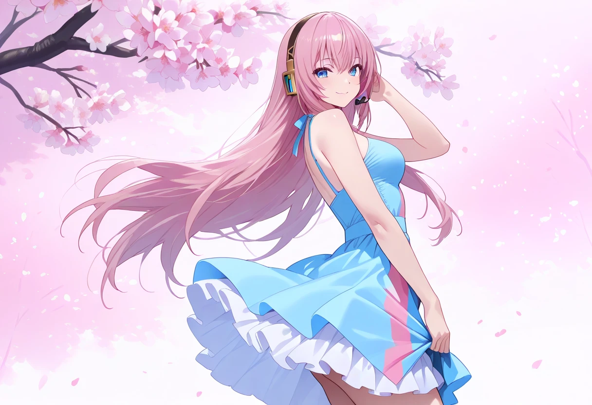 ((masterpiece)), (best quality:1.7), (detailed:1.4), (high res:1.4), 8k, (colorful:1.5), 2d, high resolution, sharped image, 4k, hd, maria_symphogear, 1girl, (((solo))), pink hair, blue eyes, two cone buns, two buns, blue flower, hair flower, magical girl, ((big breasts)), (sideboob), middle body, looking at viewer, ((cowboy shot)), ((white magical dress)), frilled dress, ((pink dress)), <lora:maria_symphogear:0.5>, <lora:thickerLinesanimeStyle:0.7>