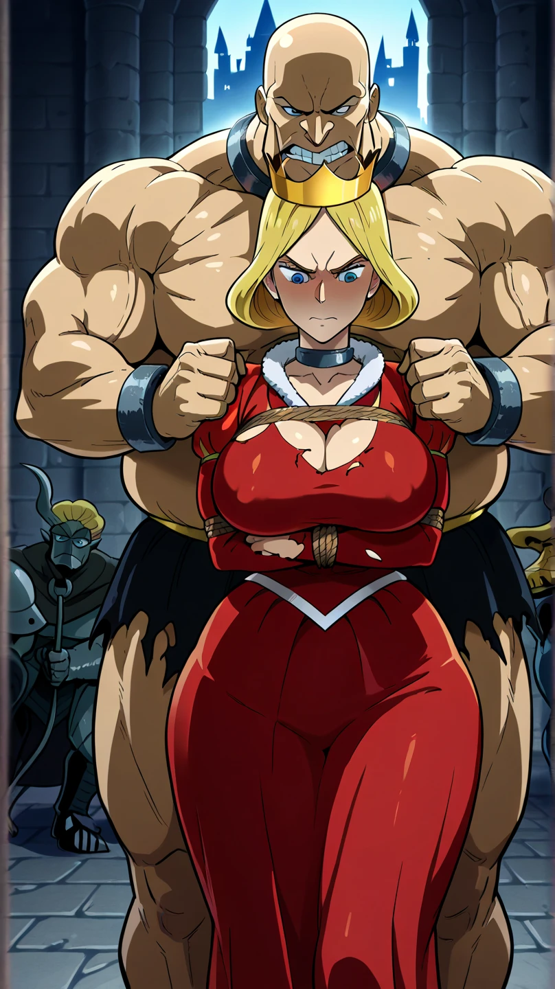 (Giant Elements、High resolution、High resolution、high quality、Accurate body structure、Detailed body、Barefoot woman)、(A giant, muscular woman fights a horde of soldiers:1.6)