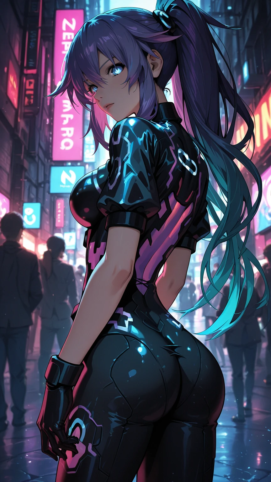 une femme en robe rose debout sur un balcon avec une ville en arrière-plan, fille animée cyberpunk, art cyberpunk animé, fille anime séduisante, art animé cyberpunk, anime cyberpunk moderne, oppaï cyberpunk, anime cyberpunk, female fille animée cyberpunk, dans la ville cyberpunk, Ambiance anime des années 8 0, digital art animé cyberpunk, anime cyberpunk numérique!!, cyberpunk numérique - art anime, très sexy, hot, hanche large, collant sur les cuisses 