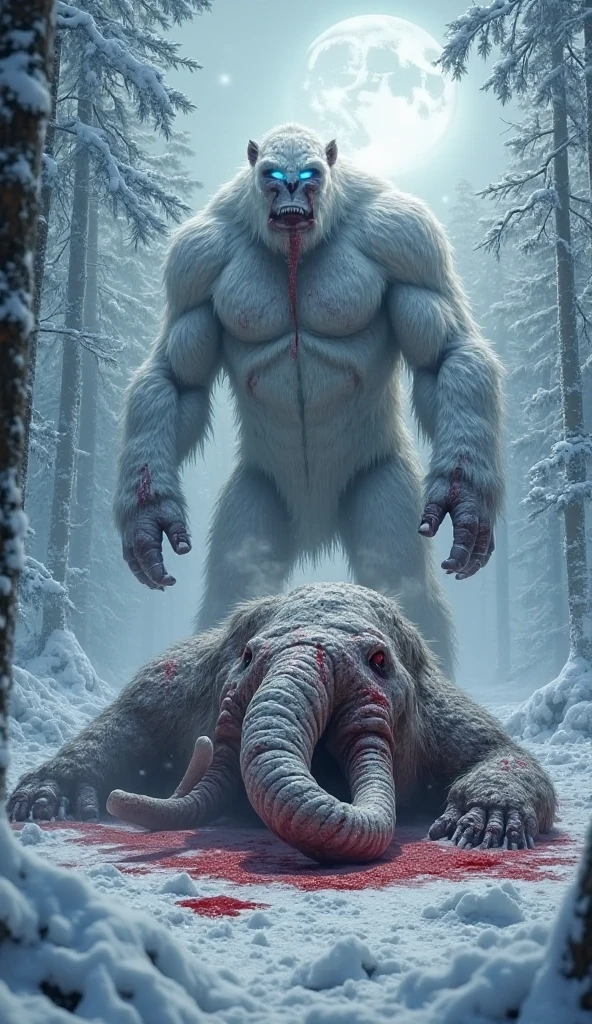 A realistic depiction of a muscular werewolf lying limp because his stomach was cut open by a swarm of spiders in a swamp