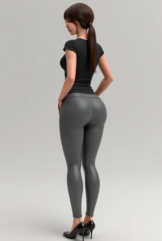Beautiful Japanese girl, brown hair in a ponytail, 15 years old, beautiful thin figure

  symmetrical eyes, (beautifully detailed face, beautiful detailed eyes), dramatic lighting, (photo realism:1. 4), realistic, sharp focus, HD, highly complex, intricate, photography, hyperrealism, hyperrealistic, raytracing, physics-based rendering, ((8k, RAW photo, masterpiece), High detail RAW color photo, (highest quality), (best shadow), (best illustration), ultra high resolution, highly detailed CG unified 8K wallpapers), rim lighting, vivid color, post-processing, vibrant, color grading, doing squats in the gym, photo from behind, you can see her beautiful ass, wearing tight leggings and a short t-shirt