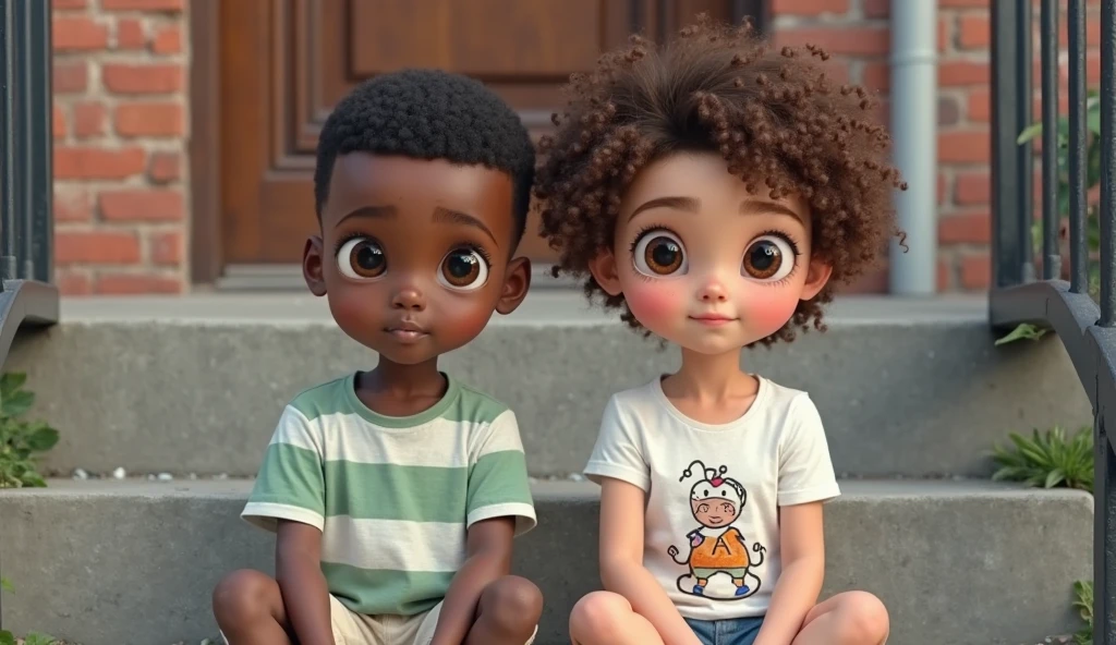 a little girl with pulando standing in front of a microphone, disney animation, brown skin like soil, cold studio lighting, evokes feelings of joy, beautiful artist rendering, as a pixar character, kawai, vestindo calça jeans, inspired by Sheila McClean, artist unknown, cherubic, by Charles Fremont Conner
