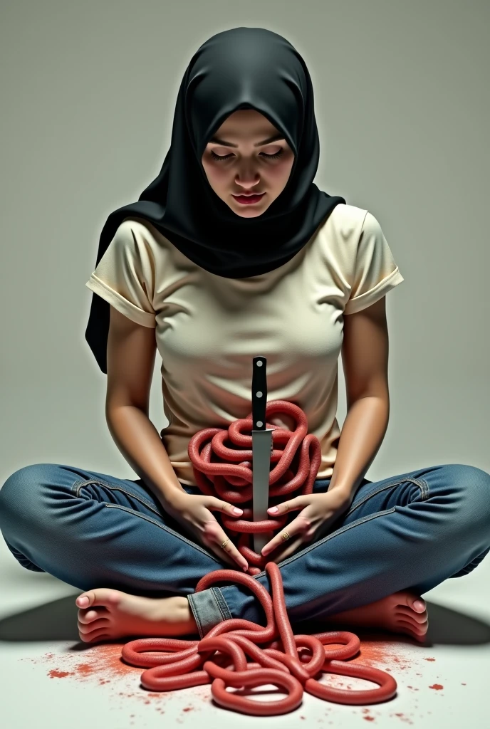 A woman shrouded in a 10-meter-long, plush red satin cloth, tightly bound and grandly draping along the form of her body, flowing off into a pooled floor-length train, styled in a mermaid-inspired outfit, her head modestly veiled in a satin hijab, standing in class room with her student, a full-body pose conveying a sense of mysterious elegance, captured in a 4k resolution, ultra-realistic