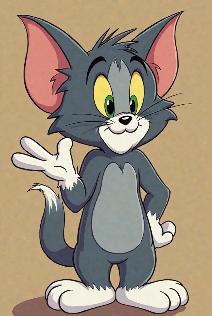 I want you to create a Tom character for me, which is the one found in the Tom and Jerry cartoon. The purpose is that I want to make a new season of Tom and Jerry and I want the character to touch the old details, but for example, his speech is consistent with our current era