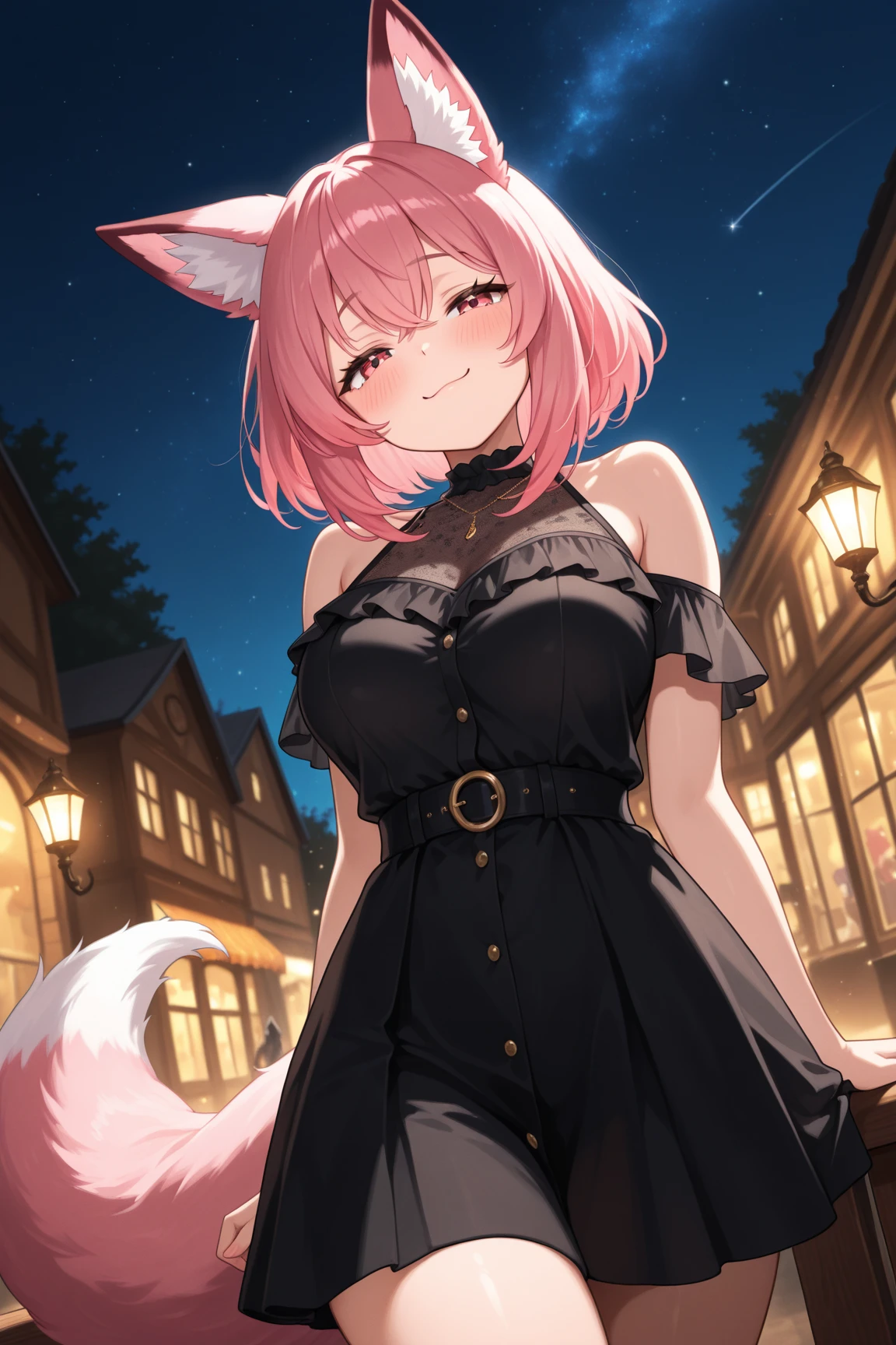 Tamamo-mae, {{{one girl}}}, beautiful detailed girl, game CG, One curl outside, short bob hair, light bege hair, purple eyes,stylish accessories solo, breast enhancement, medium short, woman, Take-out, laughter, big breasts,Black knee-high,open your mouth, Daytime city, wonderful, beautiful and fine eyes, highest quality, super delicate,Masseter muscle part,highest quality,(official art、highest quality、Unity 8k wallpaper、32K、masterpiece、super detailed、Super high resolution、realistic、Photoreal:1.2)、(cinematic lighting:1.2)、fire glow effect、The grainiest shadow of the film、side light、side shot、(super detailedで複雑な3Dレンダリング)
