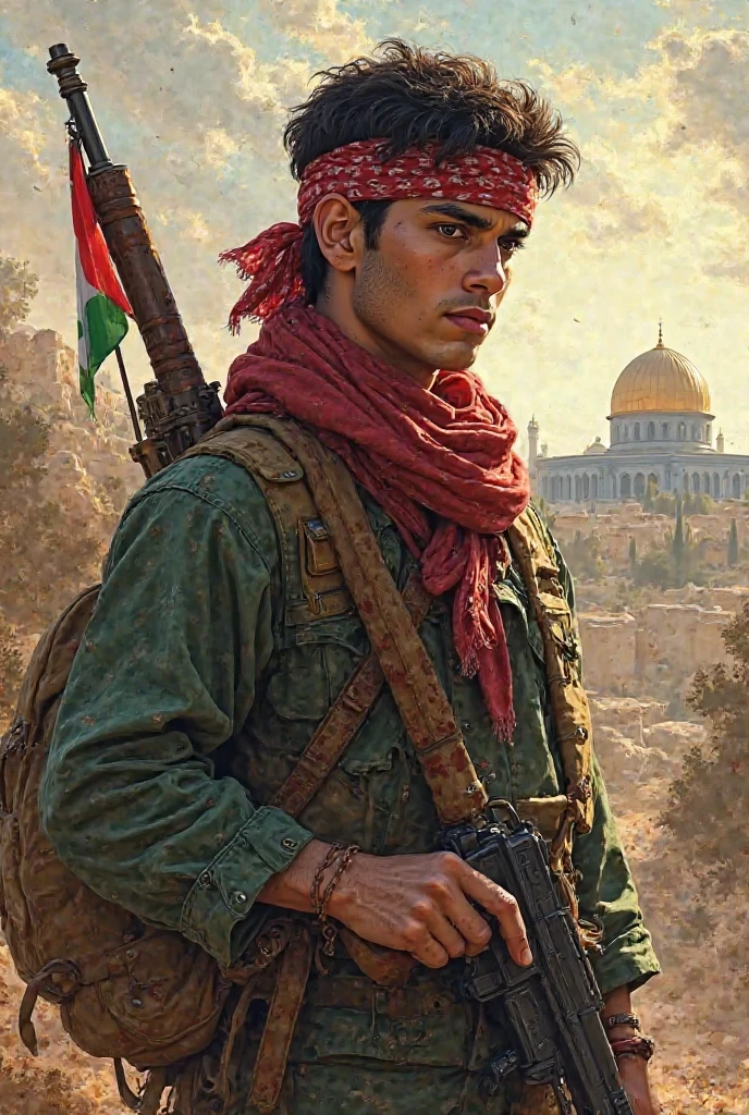 ren in Jerusalem and the banner of Palestine