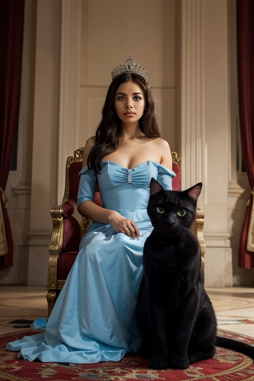 A princess with a cat in her hands