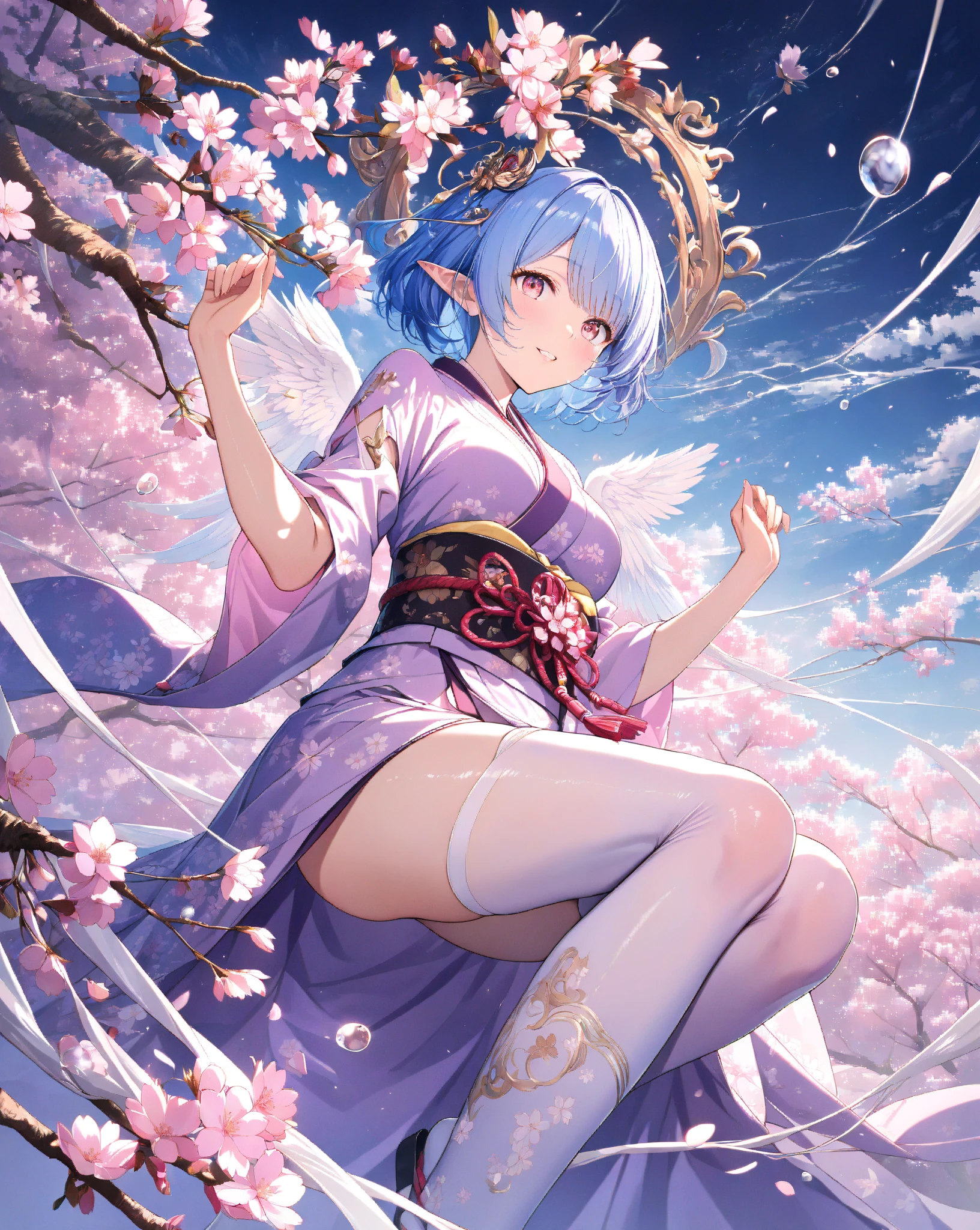 Beautiful hand holding flowers:1.3+Golden pupils:1.1+gray long skirt+Fox ears droop slightly),(female pervert:1.2+Short light blue hair+Barefoot smile),Chinese style,(delicated:1.5+tmasterpiece:1.3) --auto