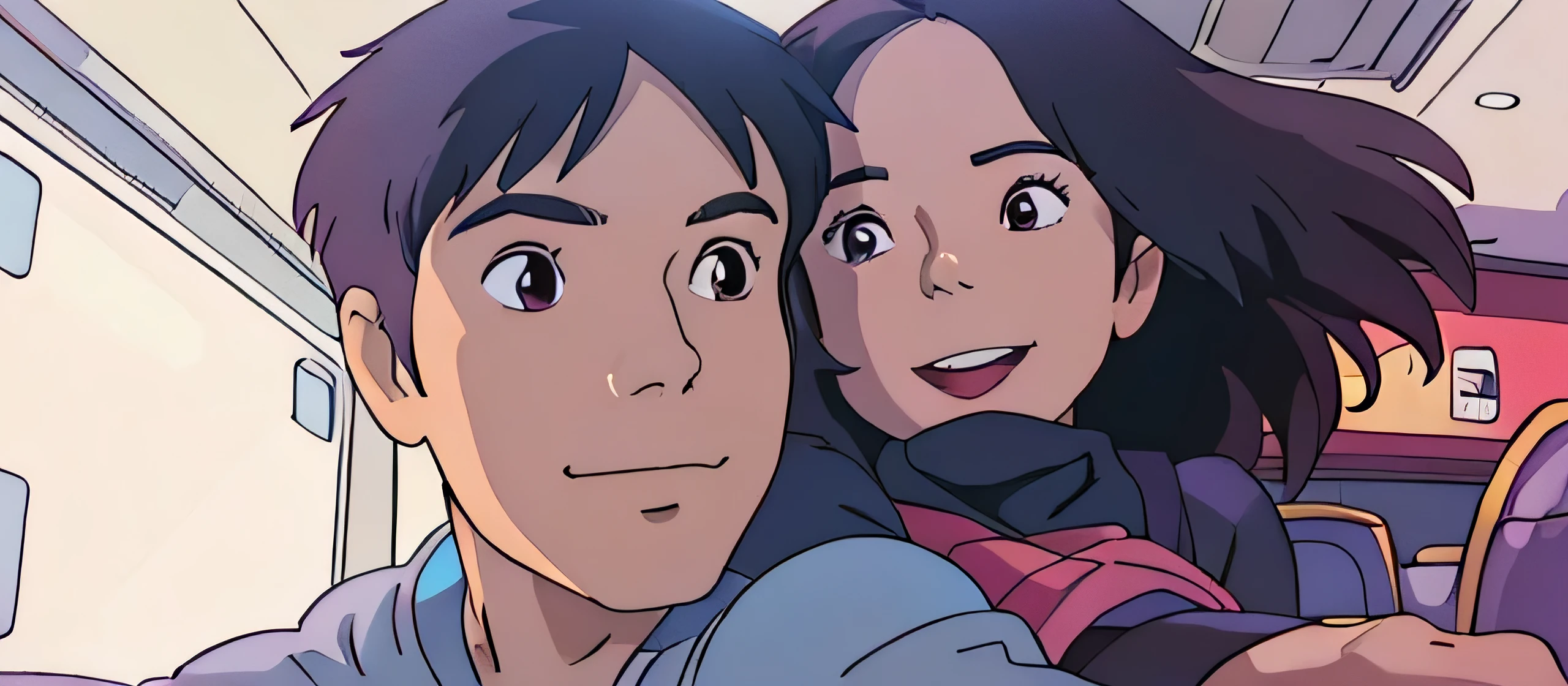 there is a man and a woman taking a selfie together, 📷 mungojerrie and rumpleteazer, profile pic, with her long, jordan grimmer and natasha tan, instagram picture, profile photo, both smiling for the camera, snapchat photo, they are siblings, facebook, facebook post, tyler edlin and natasha tan, instagram photo, profile pictureghibli style, ((masterpiece)),((best quality)),(detailed),Illustration,8k,colorful, high contrast