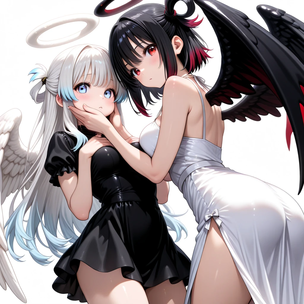 [modeled]
Loglis_mix_v3
[pronpt]
superfine illustration, Man and woman hug, extremely detailed beautiful face, Smiling face, Red Eyes, Beautiful black hair, Lori, Very cute and beautiful girl with white angel wings, Dynamic Angle, beautiful detailed dress, chies, black tone