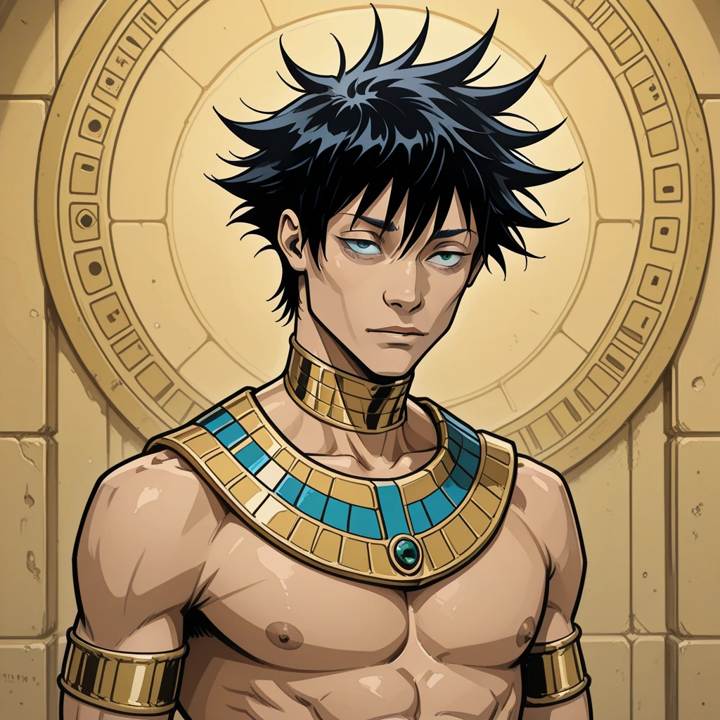 A muscular man, tongue out, Bblack hair, single model hair, creative hair, wearing no shirt, Shiva, Indian, golden collars, golden accessories, Pistas, red skinned escura, red skinned, dark Red skin, blue colored eyes, tongue out, ssmile, gostoso, mighty, tattoo's, tattoo's.
