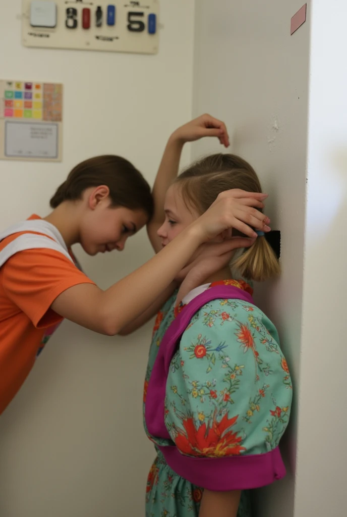 Elementary school boys and girls giving confident presentations