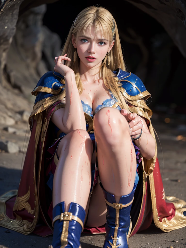 (((masterpiece))),(((best quality))),(((high quality))),(((high resolution illustration))),(((hyper detail))),(((very aesthetic))),(((ultra-detailed))),(((best illustration))),(((NSFW))),(((Wordsworth's Sharon))),(((Very beautiful long blonde hair))),(((Very beautiful face))), ((((Detailed face)))),(((very beautiful blue eyes))),(((Realistic Skin))),(((her face is flushed:1.3))),(((slim body))),(((slim thighs))),(((small breasts))),(((very beautiful slender legs))),(((gold and ocean blue and red and black and white platinum armor with extremely detailed and intricate decoration:1.5))),(((Blue and red and white skirt with extremely detailed and intricate decoration:1.5))),(((boots with extremely detailed and intricate decoration))),(((cloak with very detailed and intricate decoration,))),(((beautiful earrings))),(((beautiful hair ornaments)))(((in the sea:1.2))),(((late at night:1.4))),(((wet her skin))),((Sharon is crying with tears streaming down her face:1.3))),(((Sharon is running away from many monsters:1.3))),(((Her right hand is holding a sword:1.2))),(((Sharon is being chased by many monsters:1.5))),(((torn clothes:1.5)))
