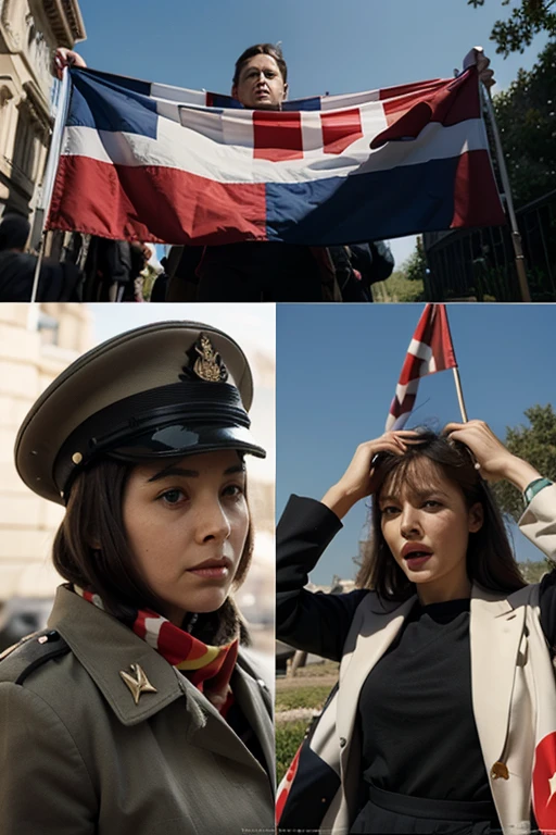 a close-up of a HEADRED child with long hair and a black hat with a star, URSS, boina preta com uma estrela vermelha, Russo, Russia, kalap, eslavo, boina preta, 1972 soviético, CCCP, plush