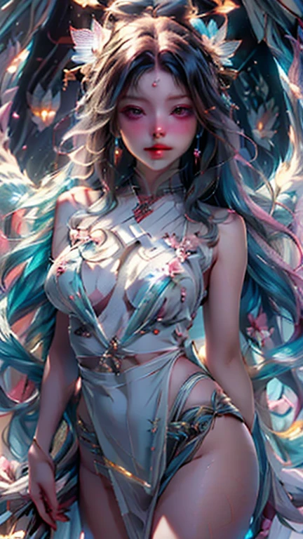 (Best Quality, 8K, Masterpiece, HDR, Soft Lighting, Picture Perfect, Realistic, Vivid), Full body photography of Fox girl in lotus pose，Red Hair, Raw, movie shot, (Sharp focus:1.5), (Reality:1.4), Dusk lighting, Volumetric Lighting, Ultra-high resolution,Dramatic Lighting, (Zentangle，Mandala，Tangle，Entanglement), Fox Demon，Fox Mask, Sexy Revealing Clothes, Bodysuit with Glitter Texture, Foxfire Curse, fox family, Transformation, Depth of Field, dreamy atmosphere, Chaos in its most beautiful form, grace, Brutalist design dark theme, Flower of Death, Flowers of ecstasy，Glowing Line,Glow Example，Tracking example，flash， Backlight，translucent，Light Particles, (Ultra High Quality Fantasy Art), Masterpiece, Female Model, Ultra High Quality Female Character Designs, Detailed 8k Anime Art, Realistic Anime Art, Highest Quality Wallpapers, Intricate Ultra High Quality Accurate Female Character Faces, High Quality Designs and Accurate Physics (Fantasy - Ultra High Quality) quality)) art), dark fantasy style), masterpieces, super high-quality characters, anime resolution - 8K, realistic anime art, wallpaper with the highest quality illustrations, ultra-high detail of faces, high-quality design and accurate physics), color, depth of field, shadows, ray tracing, high quality workmanship. -high quality and 8K resolution, (Accurate simulation of the interaction of light and materials)], [High-quality hair detail [More about beautiful and shiny red hair]], (Beautifully detailed hands [perfect fingers [Perfect nails]]], (perfect anatomy (perfect proportions)))) [[Full-length]], [Perfect combination of colors (Accurate imitation of the interaction of light and material)], [art that conveys the meaning of the story]