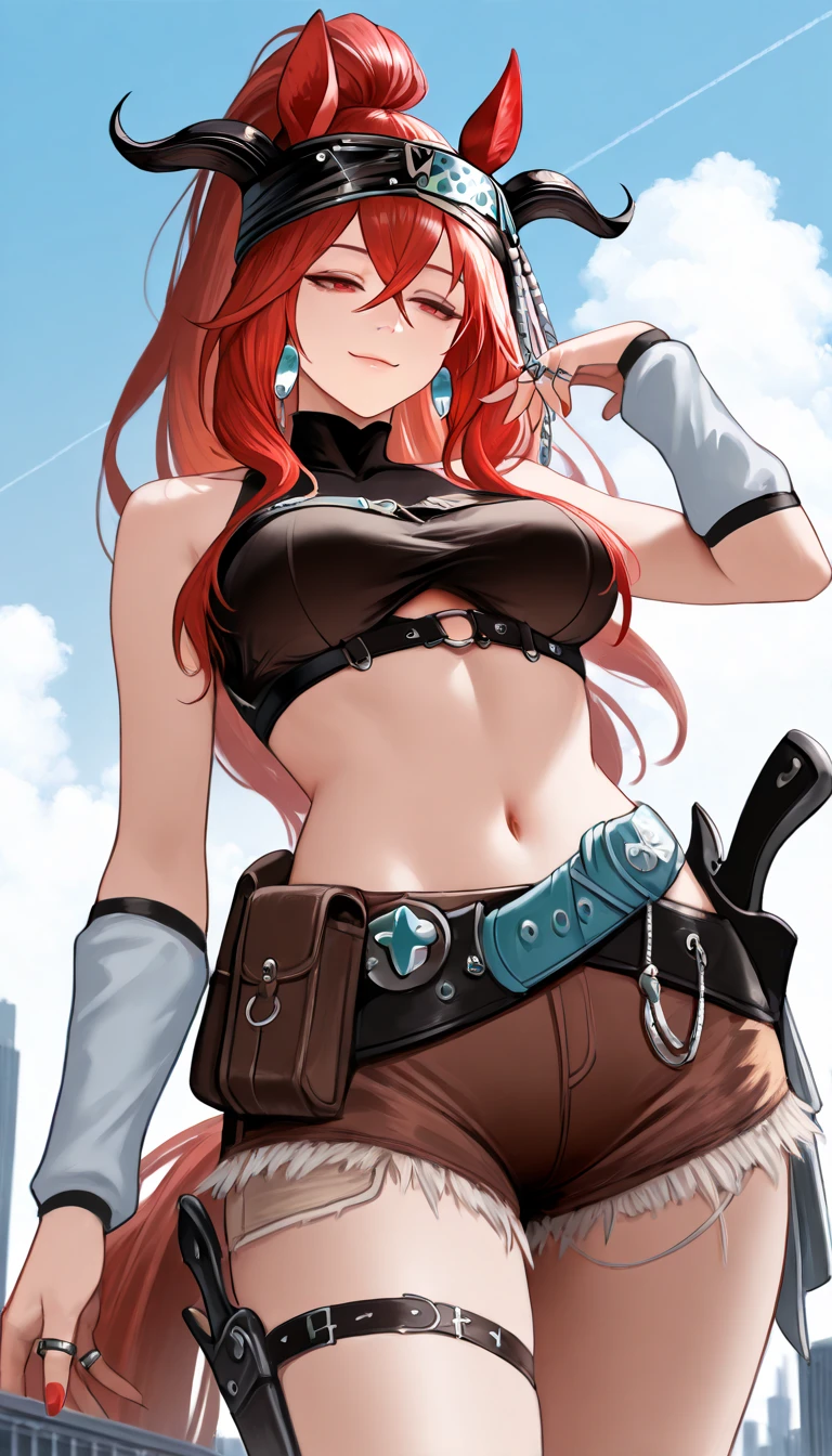 Katarina de League of Legends: 1.5), (cabelo vermelho 1.5), The character is the Katarina of League of Legends, She's holding a pink bear, Ela tem uma cicatriz grande vertical no olho esquerdo, (Grande cicatriz vertical olho esquerdo: 1.8) Masterpeace, best quality, 1girl, 18yo menina, Fundo, (calcinha floral), cores vibrantes, Volumetric lighting, melhores sombras, profundidade de campo rasa, (extremely high quality, Amazing details:1.25), Pinturas Coloridas Brilhantes, ((capa de revista)), arte linear, Colouring, magazine title, Texto, ((letreiro de capa de revista))