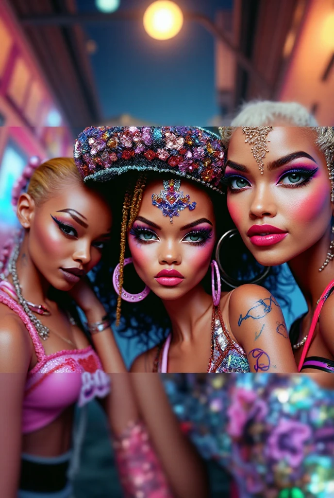 POV: Standing prostitute: 1.5 (((NSFW Girlsis naked and nude, pink tit's))), Realistic, 3 malay girls, hijab, face enhancement, face extra large zoom, selfie, look up, stare at me, cleavage emphasis, smile, sit on bed, wear pastel color Lace Satin Cami Night Dress, Aesthetics of the female body in hijab, Serene setting, Sunlight filtering through leaves, Beautifully detailed clothing, intricate hijab patterns, Cultural immersion, Ethnic diversity, Feminine elegance. 3D Octane rendering, ray tracing, super detailing viewer, close-up.Malay girl with hijab, Eye makeup (((highest quality)), (super detailed), 2 girls, (iridescent hair, colorful hair, half blue and half pink hair: 1.2), (Gorgeous Malay Girls: 1.2), outdoor, bangs, smile, sky blue eyes, perfect hands, perfect hands, hand details, corrected fingers. Earrings, big breasts, high quality, ultra detail, 8k, action pose, cinematic lighting, lot of smoke effect, dramatic action, fighting pose, style raw, 35mm lense, low angle Shot, Deep Focus cinematography effect, Natural Lighting, cool-toned color grading, high quality, ultra detail, 8k resolution, using Canon EOS C700, Best quality, high resolution, Masterpiece: 1.3, Beautiful Malay hijab girl, Masterpiece, Soft smile, Realistic, Charming eyes, Glowing eyes, Parted lips, Modest attire, Malay traditional hijab, graceful figure, Aesthetics of the female body in hijab, Serene setting, Sunlight filtering through leaves, Beautifully detailed clothing, intricate hijab patterns, Cultural immersion, Ethnic diversity, Feminine elegance. 3D Octane rendering, ray tracing, super detailing viewer, close-up.Malay girl with hijab, Eye makeup (((highest quality)), (super detailed),