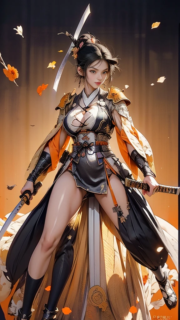 A brave and noble panda Girl samurai warrior, wearing highly detailed white samurai armor, wearing a sashimono war flag on his back, sengoku period, highly detailed background, cherry blossoms blowing in the wind, perfect masterpiece, high quality, high resolution, Full body photo of Chinese girl,huge-breast:1.7{Slim body:1.3}{intricately details、depth of fields、Sexy adult woman、with short black hair,Sexy body, Raised sexy,Photorealistic rendering,Black ,pink areolae, lace,