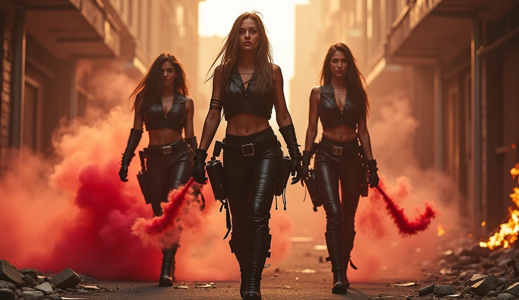 aggressive, confident girls,Giving a smirk,causing chaos and destruction,victorious expressions,reckless behavior,anarchy unleashed,unapologetic destruction,blood splatter,mindless violence and destruction,reveling in the chaos,bold and fearless,glorifying destruction and chaos,beautiful chaos,brutal fighting,stunning brutality,blood-soaked battlefield,intense and fierce fighting,madness and mayhem,bloody weapons,charismatic and powerful,relishing in their power and strength,Drenched in blood,an extravagant display of power and dominance,wreaking havoc with their weapons,savage and brutal attacks,fearless warriors,unleashing hellish wrath,invincible and unstoppable forces,unyielding and relentless,Ruthless and unforgiving,creating a reign of terror,Confronting their enemies head-on,intimidating presence,bathing in the blood of their enemies,victory and triumph. (best quality,ultra-detailed,physically-based rendering),dark and gritty,high contrast lighting,saturated and vibrant colors,destructive energy.