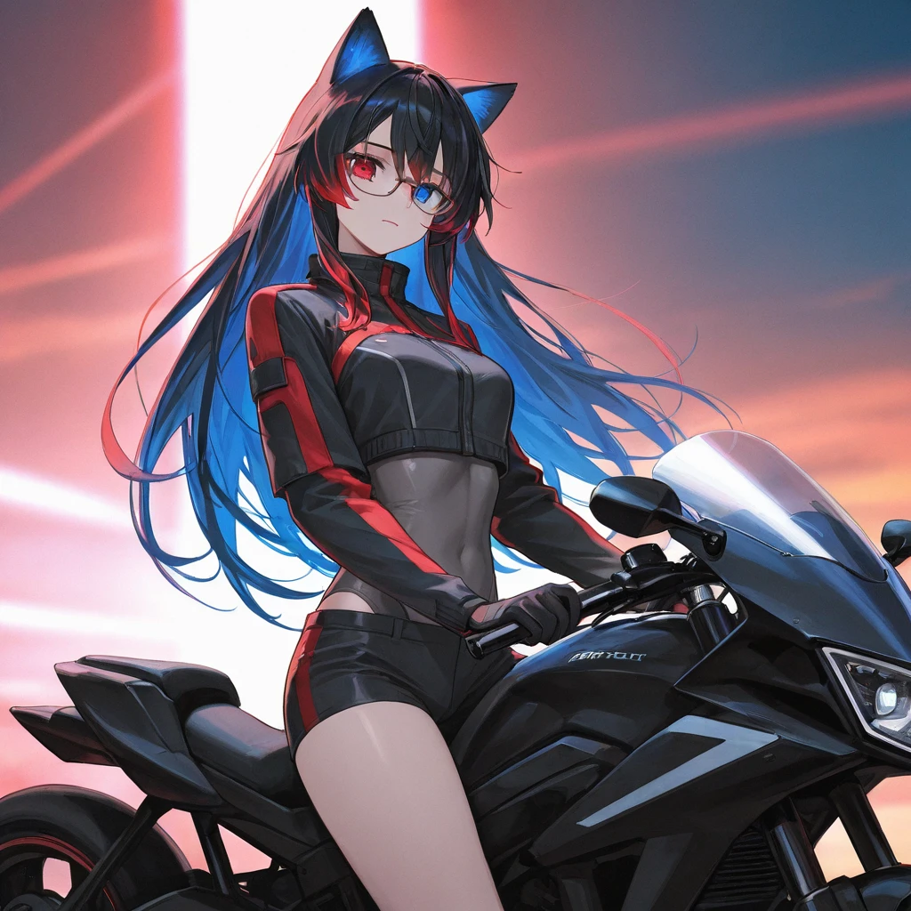 Kurumi from Date a Live on a motorcycle, in a rainy city, with an 8k high-res image