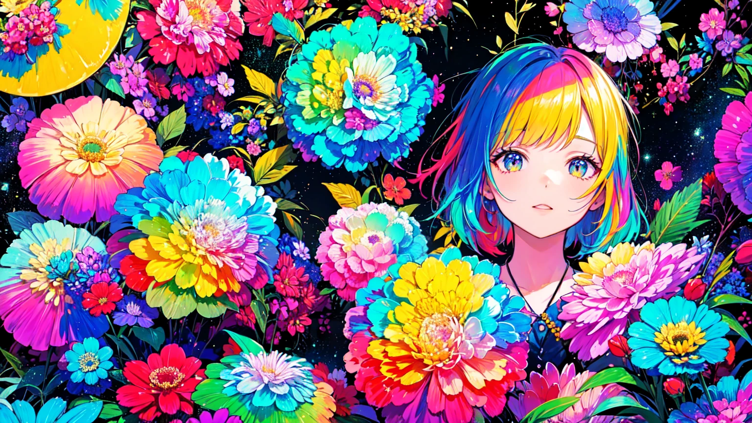 Komugiko 2000 Style、(((stylish fashion))), 8K Quality、Intense watercolor, Detailed watercolor art, Watercolor splash, Surreal, avant-garde pop art, Beautiful and expressive paintings, Beautiful artwork illustration, Very colorful tones, wonderful, Cool beauty, highest quality、Official Art, Vector art, Stylish design, (((The most beautiful girl))), (((highest quality))), HDR, ((detailed)), (((Doodle Art)), ((masterpiece)), ((Super detailed)), (((Colorful flowers))),(((Stylish))),
