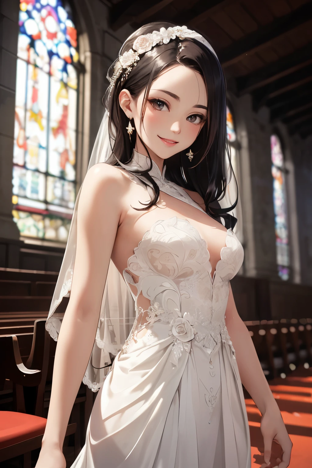 masterpiece, ((Highest quality, Detailed and realistic 3D))、wedding、Two cute、A good friend、Standing side by side、kawaii:1.3、13 years old、smile、smile、Mr.々Hair style、pubic hair、Smaller breasts)、(((Full nudity、Exposing the breasts、Pussy)))、(Realistic and detailed skin texture、pale pastel wedding dresses:1.2、hair ornaments、Veil、See-through)