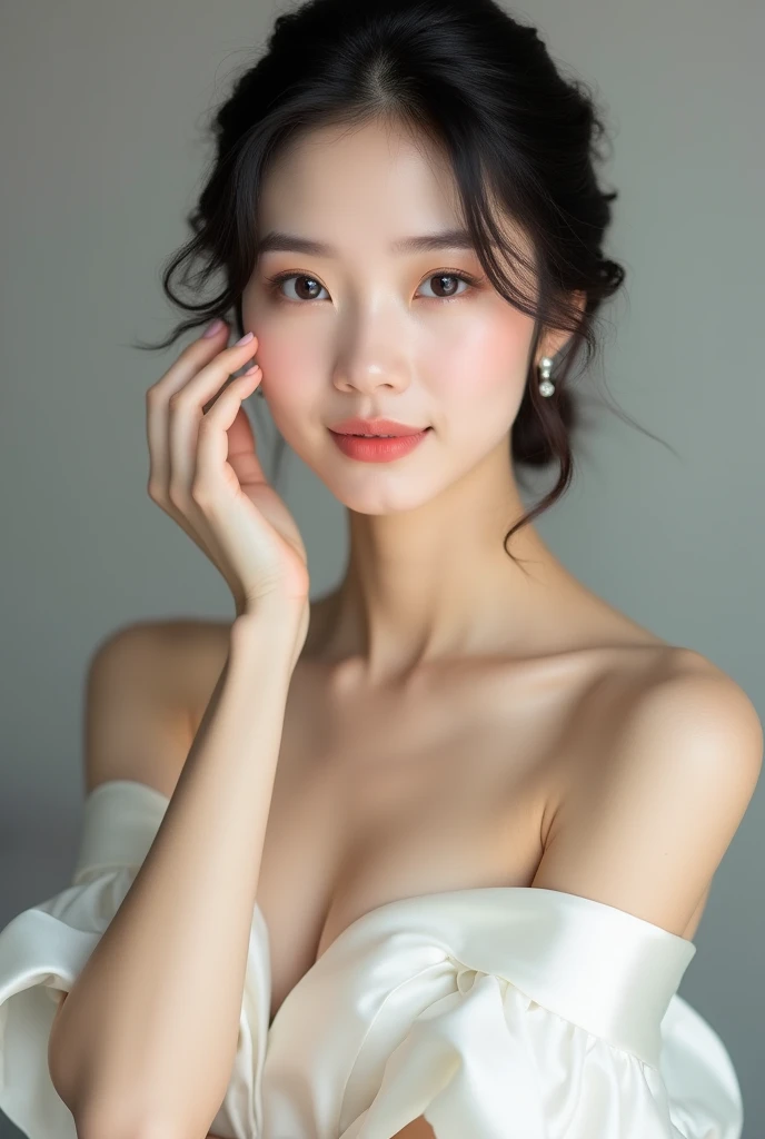 asian girl posing for a photo,pinching the chest with your hands,full body Esbian,Slim body,Cute beauty bust,Slim Girl Model,26-year-old female model,short detailed hair,In masturbation,Japan mature woman、fullnude、fullnude、fullnude