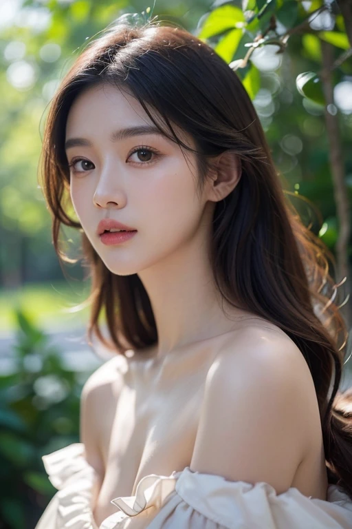 (((best quality))),(((ultra detailed))),(((masterpiece))),illustration,((1 beautiful girl,solo)),((slim,thin)),((small breasts,flat chest)), outside school gate, summer twilight, sunlight,(short ponytail:1.3),((strapless white bra)),animated face, excited eyes, sounds of laughter, chatter, excitement of summer vacation, air filled with energy, school gate golden glow, symbol of end of academic year, schoolyard transformed, reunion, farewells, embracing setting sun, face illuminated, moment captured, fleeting instant, essence of summer, carefree spirit, youthful exuberance, embodiment of season, sun dips, rosy glow, joy of living,promise of adventures,((from front,close-up of face)),(surrounded by crowded crowds:1.3)