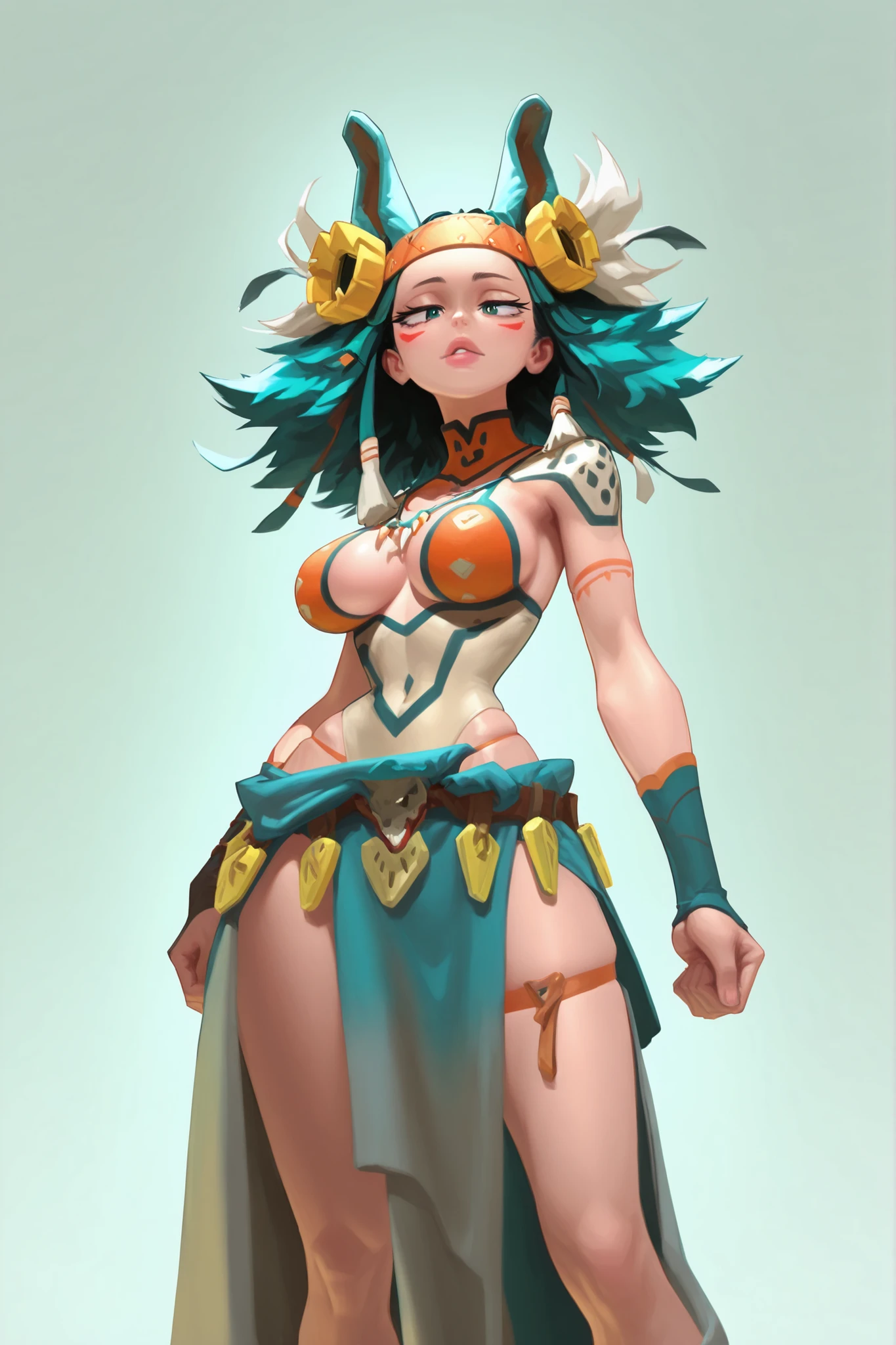HDR, 8K, high contrast, masterpiece, best quality, amazing quality, very aesthetic, kohei horikoshi, my hero academia.
BREAK
bounce light, hyperdetailed, detailed hair strands, detailed fibers, aesthetic, 8k wallpaper, detailed, masterpiece, best quality, amazing quality, very aesthetic, absurdres, 8K,masterpiece, great colors, color theory, great lighting, great composition, flawless.  1girl, tribal female, lashes, dead animal wolf pelt as head piece attire, dull bored eyes, lips, large breasts, cloth, skindentation,