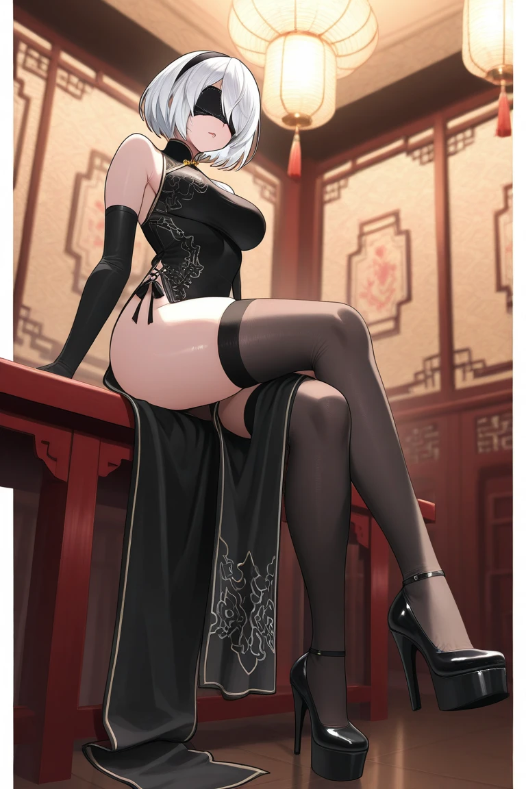there is a woman in a corset sitting on a chair, 2b, 2 b, inspired by Torii Kiyonobu I, japanese goddess, elegant glamourous cosplay, inspired by Min Zhen, glamourous cosplay, inspired by Ren Xiong, sakimichan, shikamimi, inspired by Wang Meng, cosplay, inspired by Shi Rui