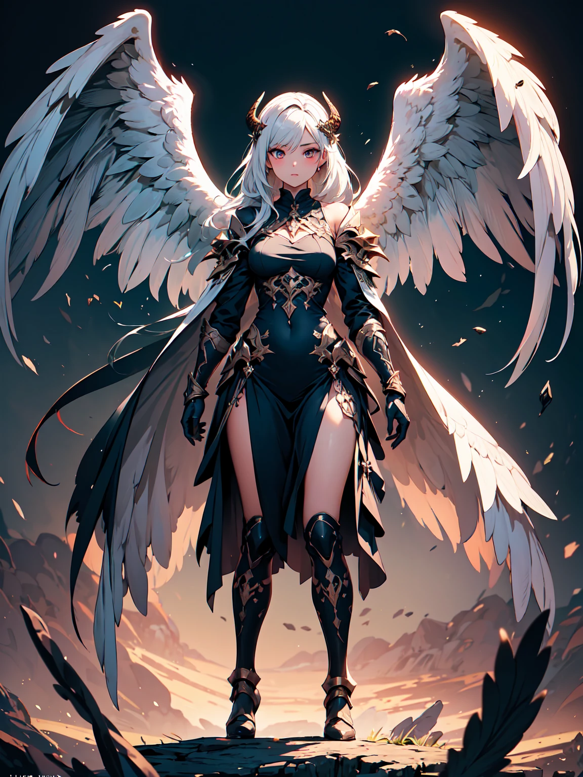 Image of a skeleton sitting on a stone throne, In the old castle, A complete but very old skeleton, (Realistic picture, highest resolution, 16ก), (A demon with wide wings and immense power on her shoulders., Twelve wings on the shoulders., Three black bat wings:1.5 , 3 white angel wings:1.5), Has 100 wings on the shoulders, There are 1000 wings that flow., Twelve wings on the shoulders., black bat wings:1.3 white angel wings:1.5), 6 angel wings, 6 devil wings, ((Small pieces of armor), The horns that grow out of the skull like a crown, Resolution 4000 x 2250 pixels, beautiful gesture, Angel wings and devil wings, (Realistic picture, highest resolution, 16K), (RAW shooting:1.5, realistic:1.5, Fantasyมืด:1.5, 8ก), (Highest quality, Masterpiece, Ultra high resolution), The Desolated Demon World, ((Perfect dynamic composition:1.7, A mole on the bone that looks like a tattoo:1.6)), Six pairs of large wings, Large devil wings, The size of the devil's wings, Amazing wings, Female skeleton with wing bones, Interior scene of an ancient castle, castle ruins, Skeleton of the Demon God, Magic, magic, Fantasy,