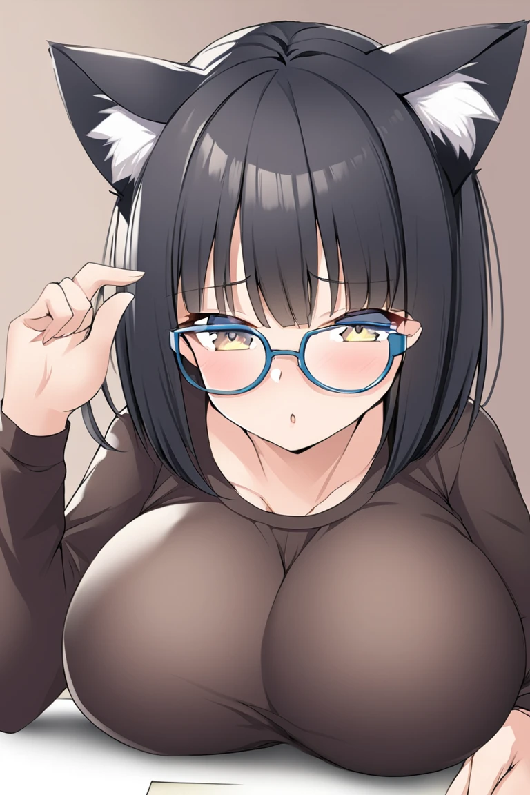 plump thighs, round glasses, two braids,sexual illustrations, japanese woman, pubic hair, the bedroom, nipples are transparent, cat ears, cat tail, gigantic breasts, ahegao, blush, sweat, open mouth, rolling eyes, tears, tongue out, bath room