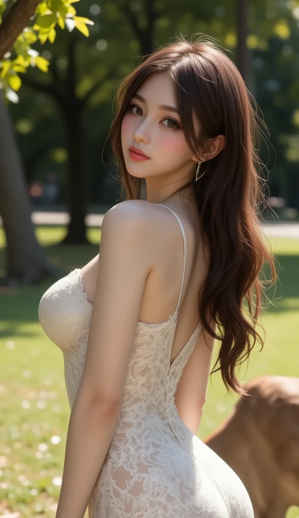 Beautuful Women、(top-quality、in 8K、32K、masterpiece、nffsw:1.3)、(Photorealsitic:1.4)、realisitic:1.2、Detailed skin、Sun glare、depth of fields、blurry backround、
kyoto、jpn、(Dark Red Off Shoulder Dress)、((autumn day))、Colored leaves、ear ornament、lady's、a necklace、(A sexy:1.2)、breastsout、