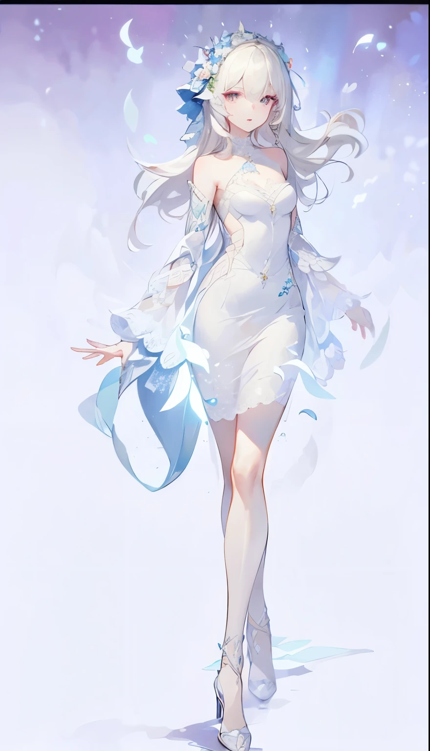 masterpiece, best quality, illustration, ULTRA DETAILED, Finely, high resolution, 8k wallpaper, Perfect Motion Composition, beautiful and detailed eyes, white tight wedding dress, natural lip shape ,Medium chest, Natural hair, suite,