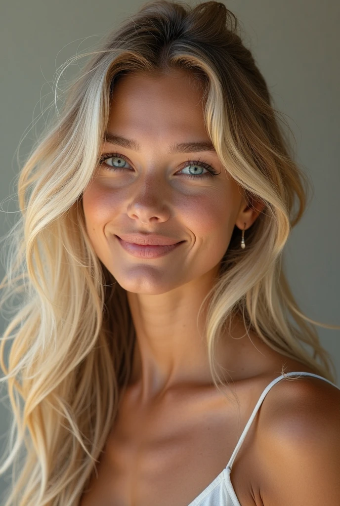 normal girl, cute, selfie, blonde realistic