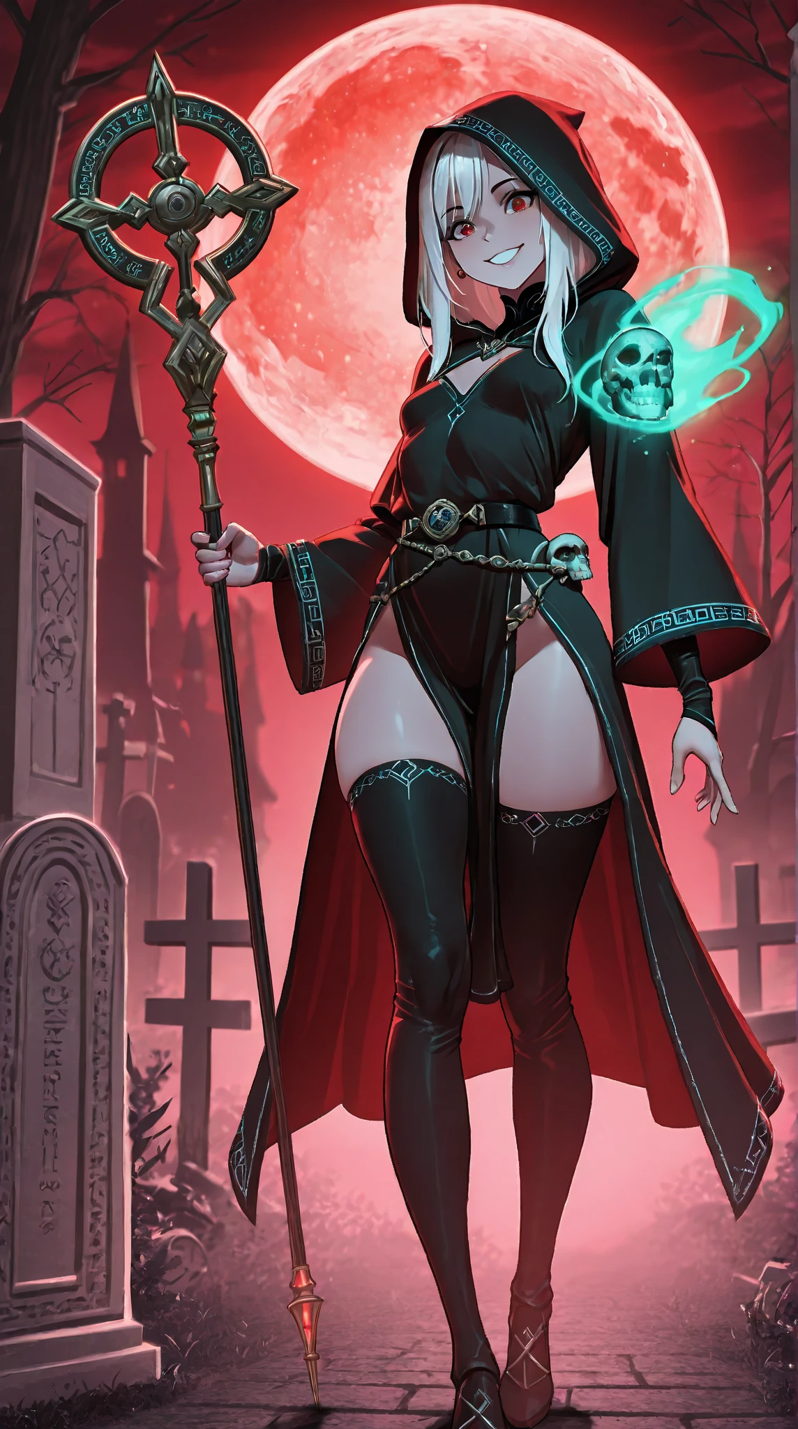 score_9, score_8_up, score_7_up, score_6_up, score_5_up, score_4_up, BREAK source_anime, [source_anthro], rating_safe, [rating_explicit],

 a  buff tall emo pale witch gothic angry woman in witch hat, black velvets, lace, fishnets and leather tinged with scarlet or purple, accessorized with tightly laced corsets, gloves, platform boots and silver jewellery depicting occult themes wicked smile evil smirk  shredding axe with swagger with  glowing hex circle magic infusion design  , depicting occult themes, 