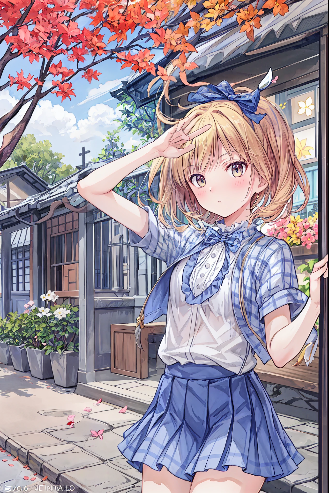 (( masterpiece)), ( Best Quality), (  supernatural), ( beautiful illustration),
outdoor, Flower Garden, cherry blossoms,
Hidden Tsukiko  , Gray Hair , short hair,   Aqua Eyes, side ponytail , uniform, white shirt, pink plaid skirt,   black legwear  ,
alone ,
,  From the above,  focus on the face,  Table Top , cat_hand_ pose ,   poker face, fist