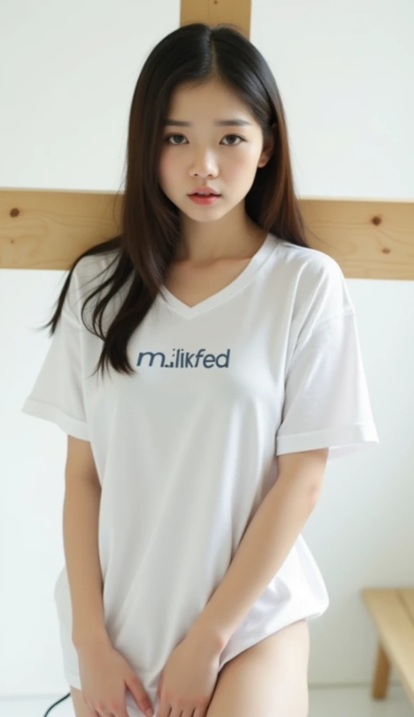 Sexy asian girls flashing tits under her t-shirt, 2 girls