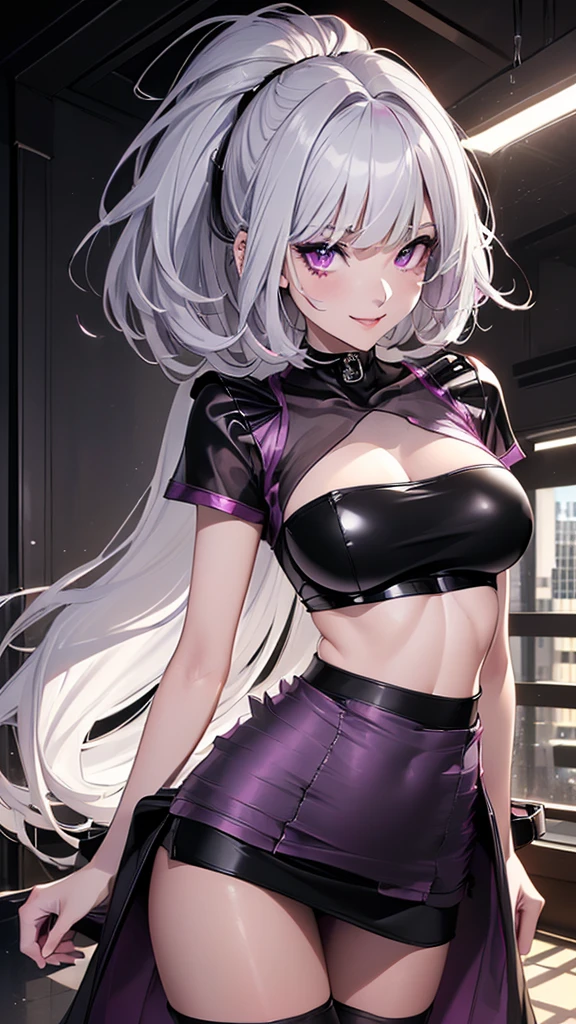最high quality、best image quality、masterpiece、girl((20-year-old、 By becoming、vest bust、medium bust,wide open breast tea、shining eyes, silver hair、long hair、thin,highest valley、black sports bra、black sports pants、shoulder tattoo,diamond earrings、Wristband、black jacket、necklace、forward leaning movement、move violently)),high quality、beautiful art、background((Virtual space、neon lighting、neon light、Live feeling))、Flight、debris flies、Depth of written boundary、movie、visual art、perfect art、8K,genuine、Dynamic Performance
