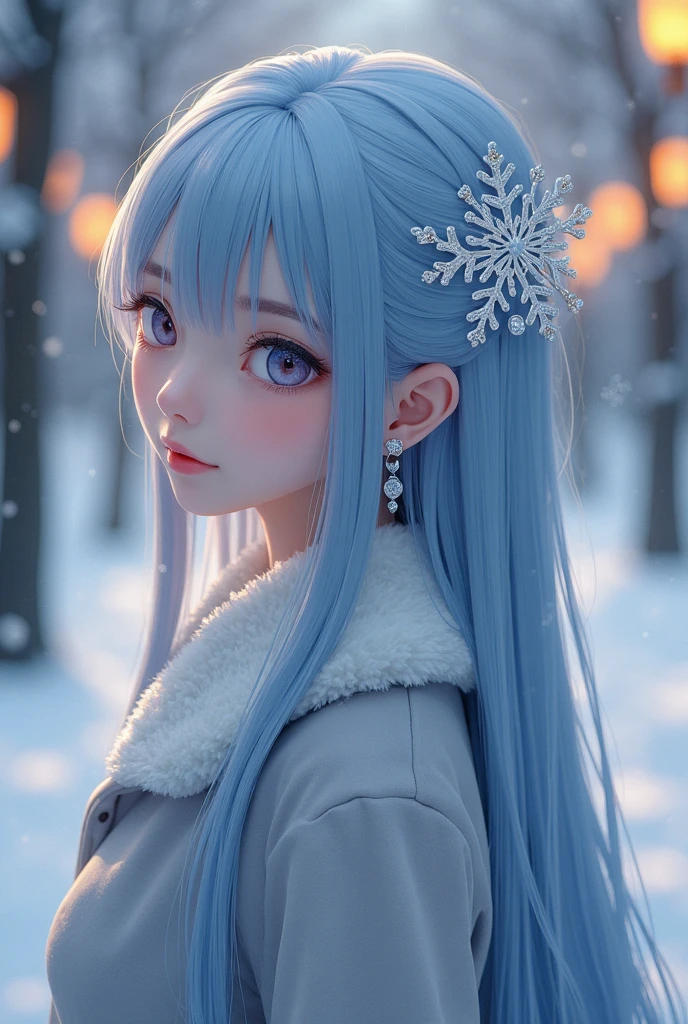 ( (8k:1.27), Best quality at best, tmasterpiece, 超高分辨率:1.2),1 girl,Turquoise pupils,Clear face, Sitting, Lolita costume,Cloak,(Snow, Outdoor activities in winter:1.2)