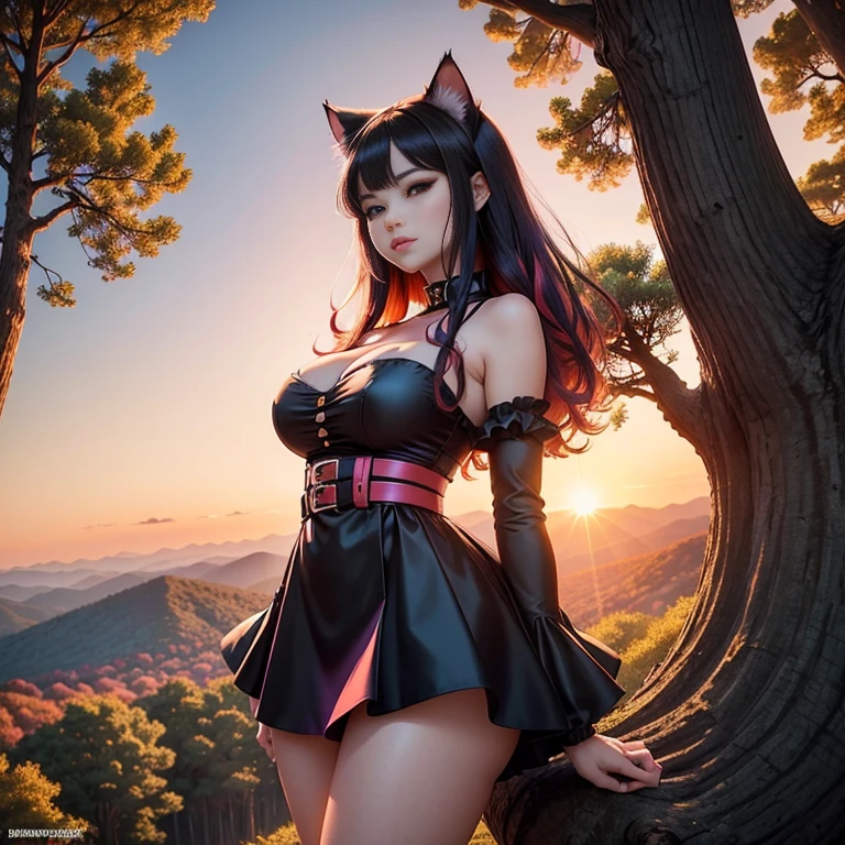 Best quality, Realistic, High res, Rias Gremory, {1girl}, (((solo:1.9))), (((only one girl 20 years:1.6))), Revealing outfit, Long hair, Full body, Red hair, Blue eyes, Large bust, Very long hair, Large chest, {Magical girl costume}, {Enchanted forest background}, Seductive pose.