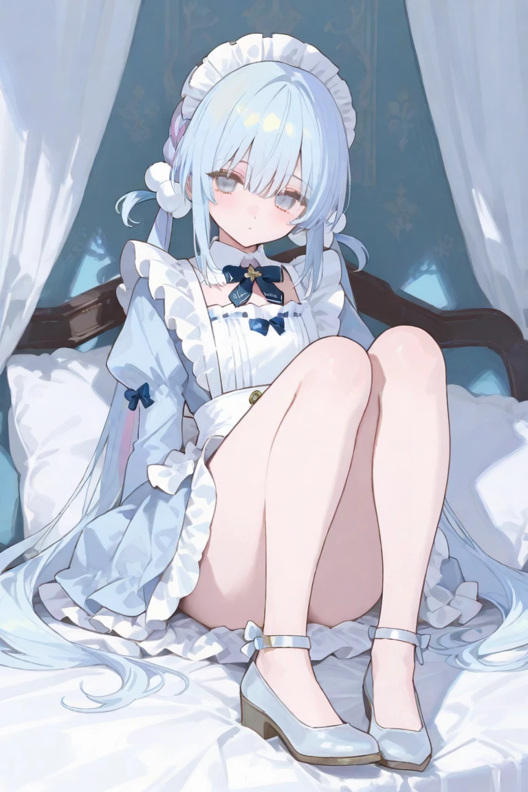 (最high quality,4K,8K,High resolution,masterpiece:1.2),Super detailed,Vibrant colors,Soft Shadows,Beautiful brushwork,Attention to detail,perfect render,rich skin tone,Expressive eyes,Captivating Expressions,Golden shades,Gears in the background,10 years old with long, curly light grey hair, Blue-purple robot eyes, A headband decorated with pearls and violet camellias, White shirt, Floral dark blue hemline、最high quality, High resolution, Very detailed, Detailed Background, Perfect lighting、masterpiece、Best image quality、最high quality、girl , (cryin), Anime art style, Cute Characters, Most detailed, high quality、((cry)))、(missionary, 1boy, penis, lying, vaginale, ass pov, spread legs, Sex, nsfw)、nose blush、steam、Shiny Hair、Very fine and beautiful bright eyes、Very detailed, clear and beautiful face, Awards, Anatomically correct、((missionary position,man on top, spread legs))、((Scared))