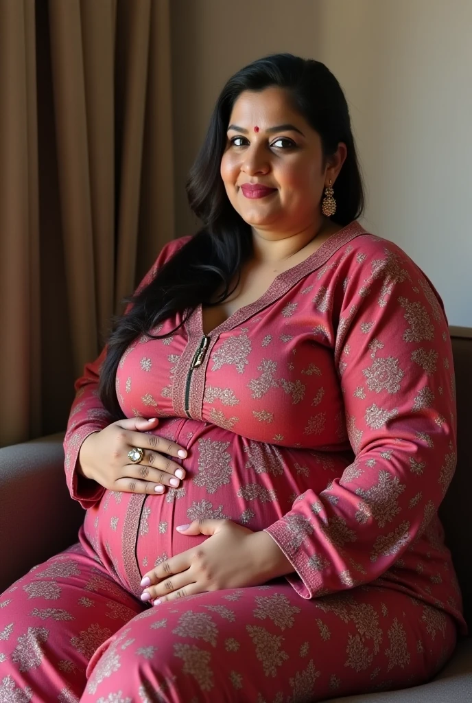 Extremely Hyperpregnant Algerian women with huge belly wearing a dress