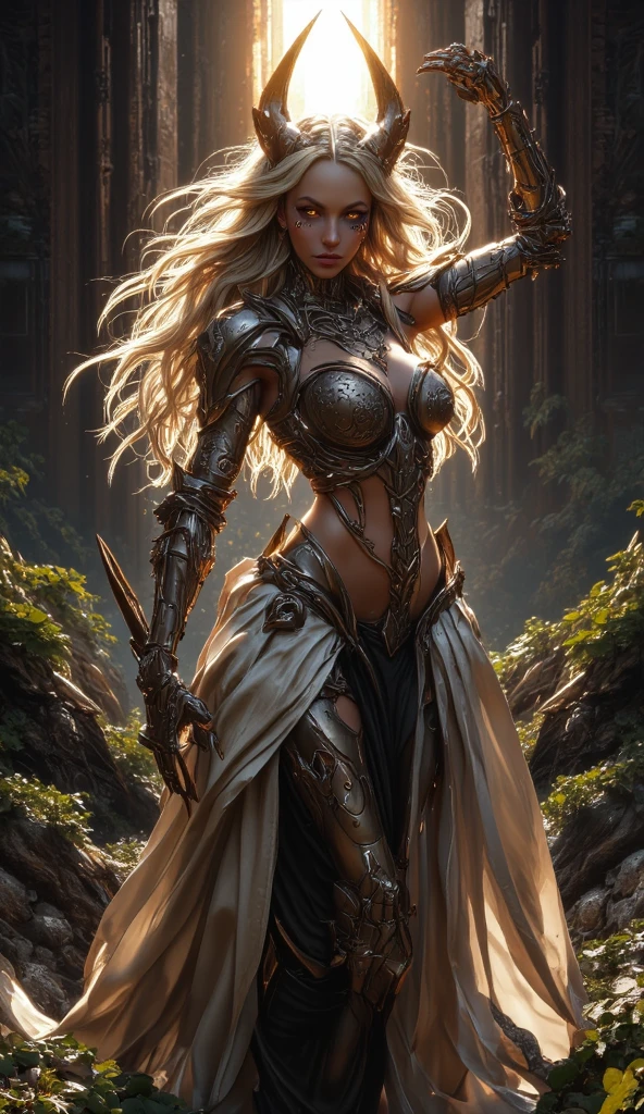Very beautiful woman, Blonde, Warrior, Fantasy, Holding a sword, slim, Small breasts