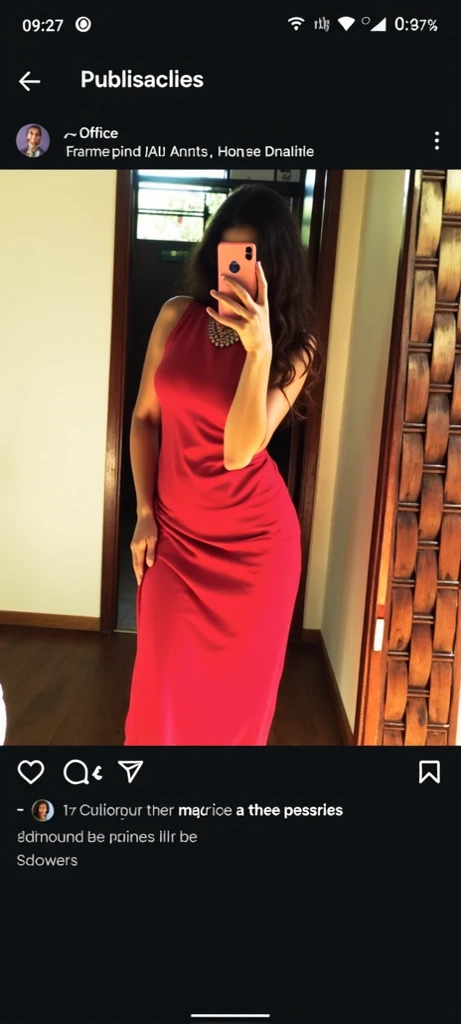 tem uma mulher de vestido vermelho segurando uma escova de dente, usando um vestido vermelho, Close-up de corpo inteiro, vestindo traje formal vermelho, corpo inteiro - foto frontal, complete view, vestindo roupas vermelhas. 8k