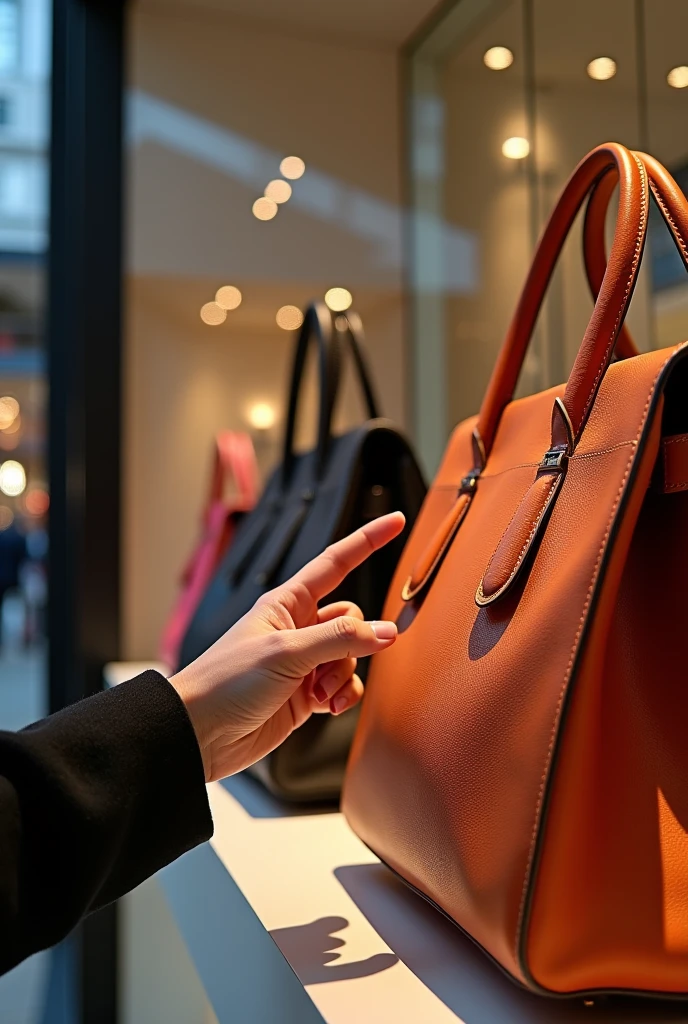 Carrying a small bag,Walk the streets of foreign shopping