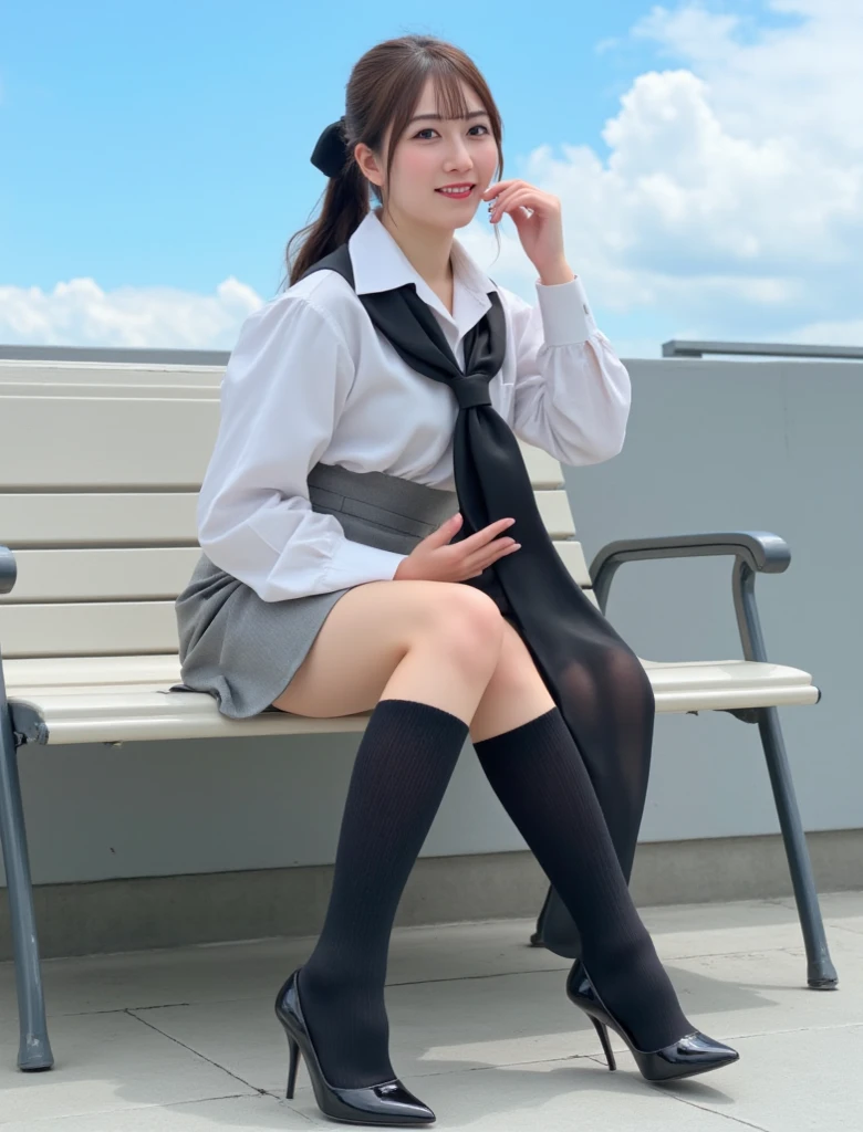 Ulzzang-6500-v1.1, (realistic:1.4), beautiful and detailed girl, very detailed eyes and face, beautiful detailed eyes, huge file size, very detailed, high resolution, very detailed, best quality, masterpiece, (((School Classroom)), (((simple blazer))), (((pleated skirt))), (((The pattern of the skirt and tie is a tartan check pattern.:1.3))), illustration, very detailed, CG, unified, 8K wallpapers, amazing, fine details, masterpiece, best quality, very detailed CG uniform 8K wallpapers, my face shines, cinematic lighting, 1 woman, , (((dynamic pose))), (camel toe), (half), ((pantyhose)), ((Sit with your knees bent and your legs crossed.)), ((whole body))