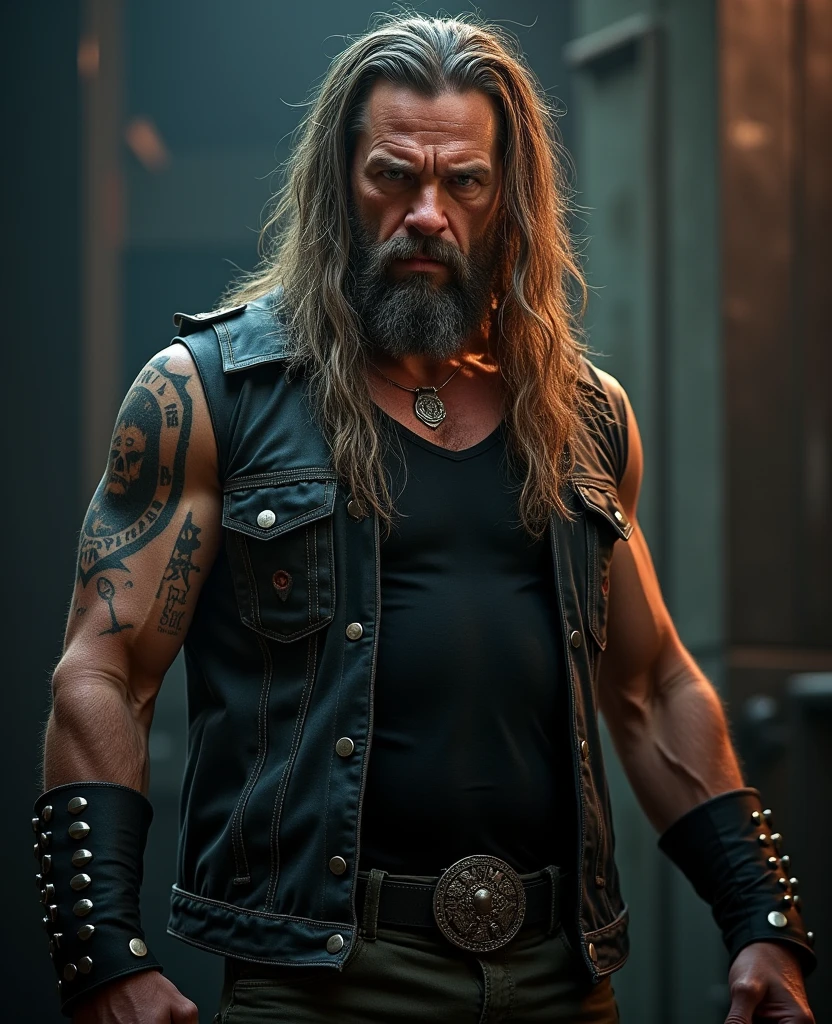 (((26 years old Clancy Brown))) as fit and burly Victor Kurgan with the 80's mohawk punk rock star hair style, the Immortal Highlander from Caucasian Kurgans, stands in a middle of New York City with his gigantic long sword waiting for someone to come, ultra sharp and crisp, oil on canvas painting in Don Lawrence art style, insanely detailed and intricate
