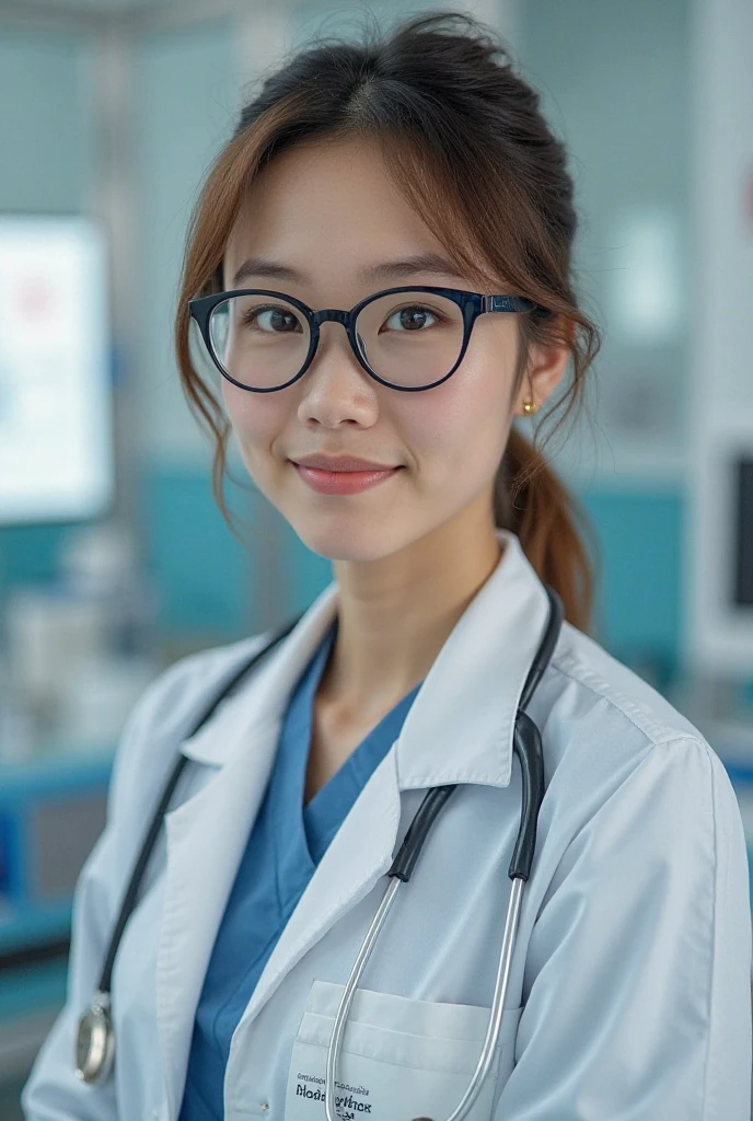 1womanl、(Super beautiful)、(beauitful face:1.5)、physician、(Dressing:1.3)、(White coat for doctors:1.5)、white shirt、(a miniskirt:1.3)、Sit in a chair in the exam room、(showing panties)、(white panties)、with spreading legs、(stethoscope)、eye glasses、(At SFW:1.1), smile face, lipstik, whole body capture, fullbody, legs wide open, open legs, eyes on camera, details eyes, beautiful eyes
